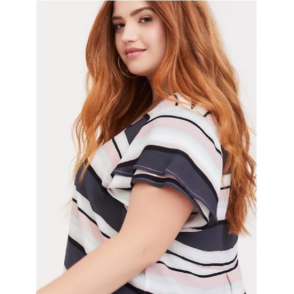 Torrid Multi Stripe Georgette Flutter Sleeve Top - Picture 5 of 12
